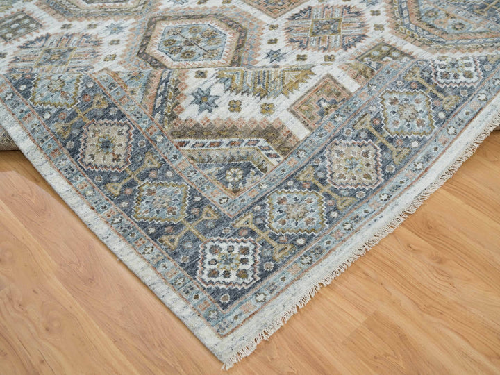 7'10" x 10'0" New Hand Knotted Ivory Wool Rectangle Oriental Rug - MOA10265185