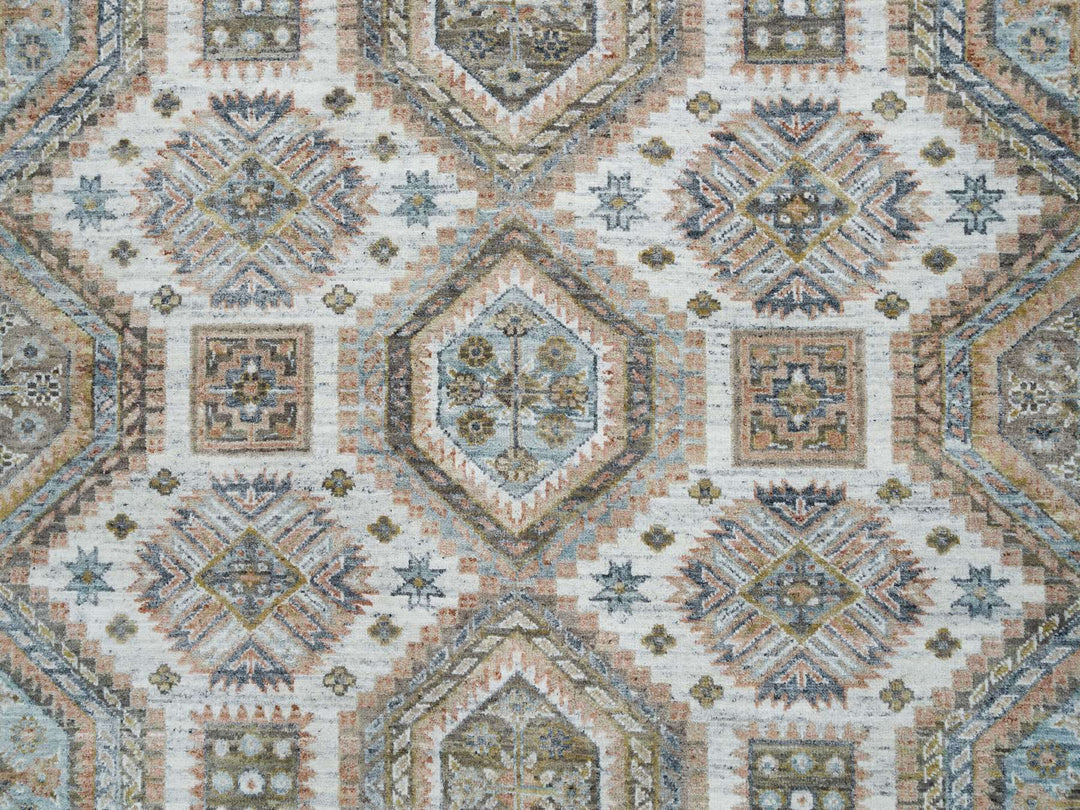 7'10" x 10'0" New Hand Knotted Ivory Wool Rectangle Oriental Rug - MOA10265185