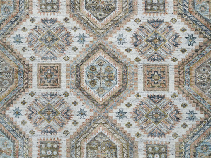 7'10" x 10'0" New Hand Knotted Ivory Wool Rectangle Oriental Rug - MOA10265185