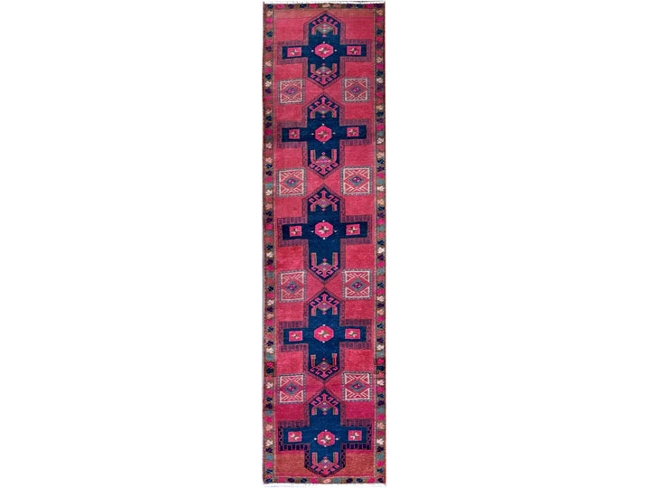2'5" x 9'10" Vintage Hand Knotted Overdyed Wool Runner Oriental Rug - MOA102651