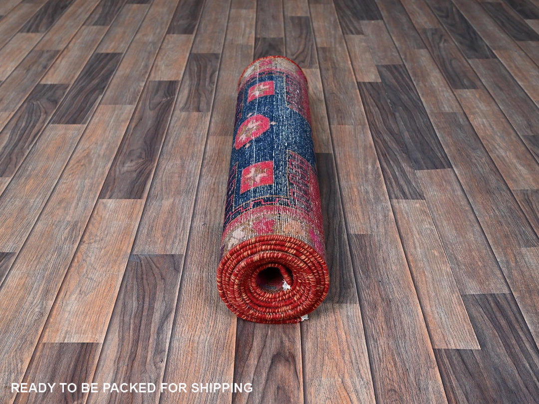 2'5" x 9'10" Vintage Hand Knotted Overdyed Wool Runner Oriental Rug - MOA102651