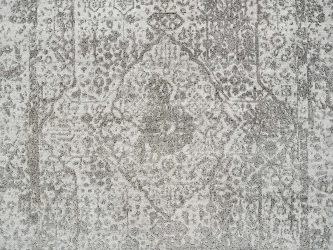 5'1" x 7'0" New Hand Knotted Grey Wool & Silk Rectangle Oriental Rug - MOA10265209