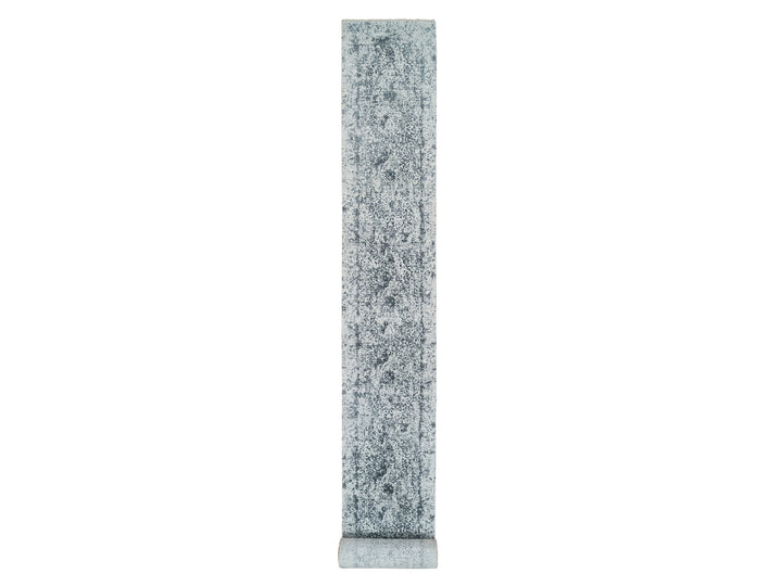 2'7" x 25'8" New Hand Knotted Grey Wool & Silk Runner Oriental Rug - MOA10265215
