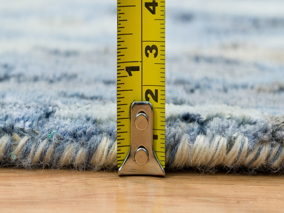 2'7" x 8'1" New Hand Knotted Blue Wool & Silk Runner Oriental Rug - MOA10265216