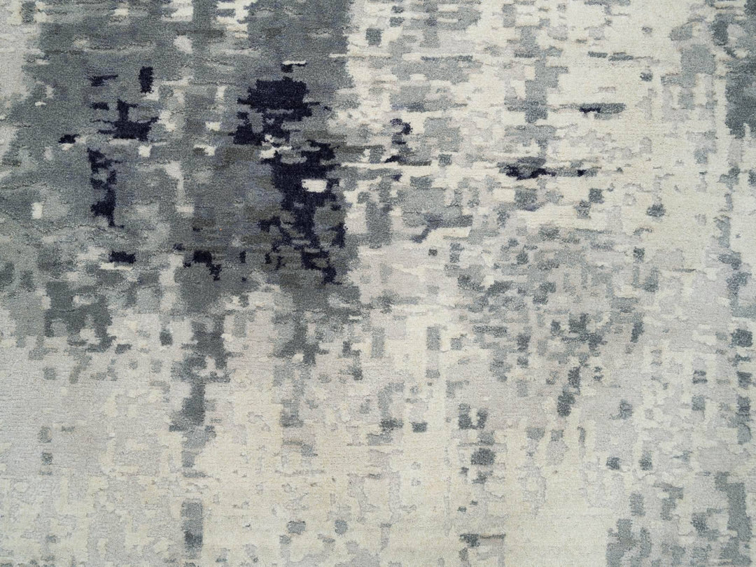 10'1" x 14'1" New Hand Knotted Black Wool & Silk Rectangle Oriental Rug - MOA10265220