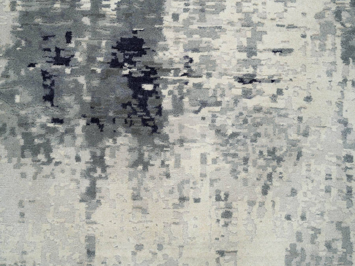 10'1" x 14'1" New Hand Knotted Black Wool & Silk Rectangle Oriental Rug - MOA10265220