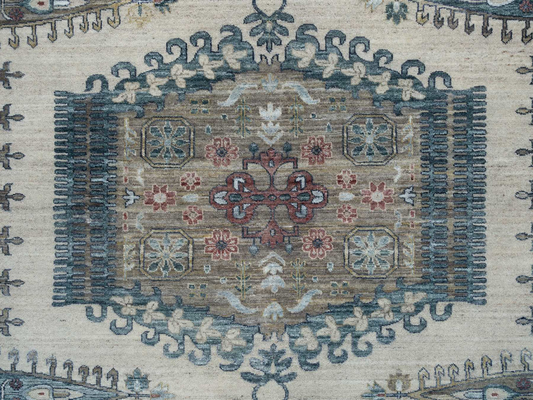 11'10" x 15'2" New Hand Knotted Ivory Wool Rectangle Oriental Rug - MOA10265225
