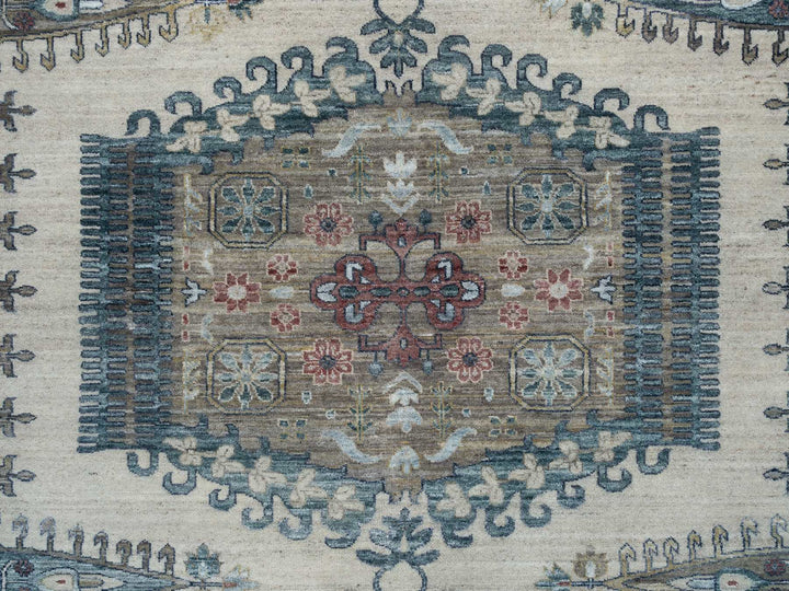 11'10" x 15'2" New Hand Knotted Ivory Wool Rectangle Oriental Rug - MOA10265225