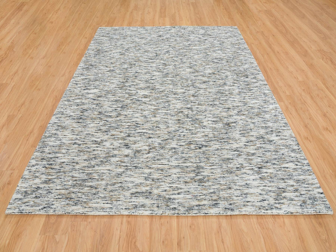 8'2" x 10'0" New Hand Loomed Beige Wool Rectangle Oriental Rug - MOA10265234