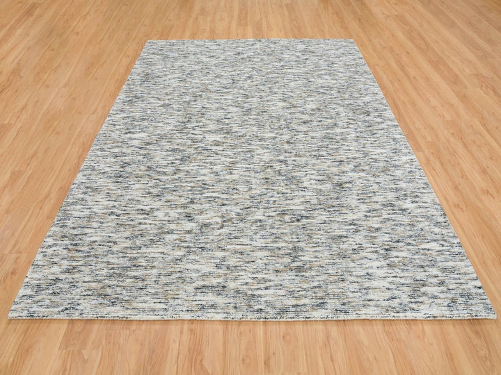 8'2" x 10'0" New Hand Loomed Beige Wool Rectangle Oriental Rug - MOA10265234