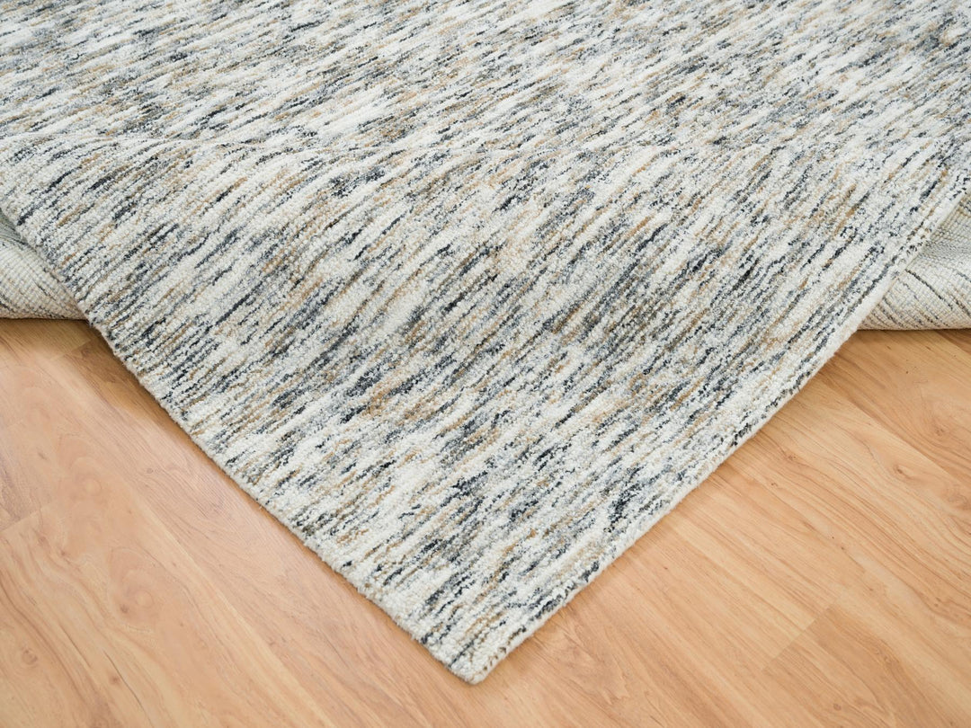8'2" x 10'0" New Hand Loomed Beige Wool Rectangle Oriental Rug - MOA10265234