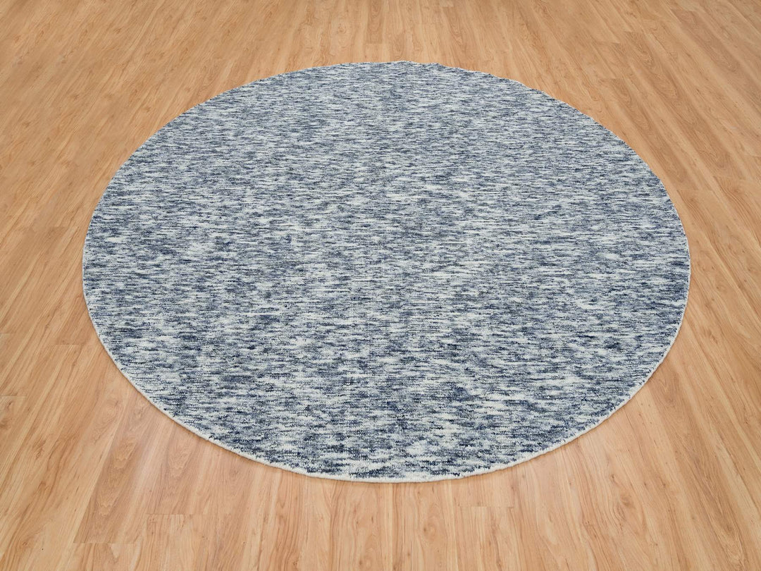 10'0" x 10'0" New Hand Loomed Blue Wool Round Oriental Rug - MOA10265242