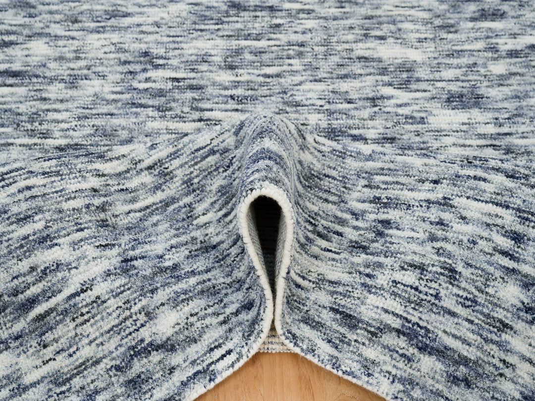 6'1" x 9'1" New Hand Loomed Blue Wool Rectangle Oriental Rug - MOA10265249