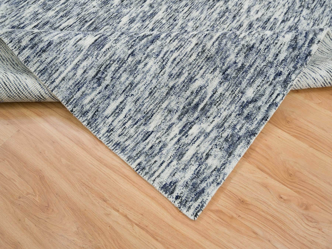 6'1" x 9'1" New Hand Loomed Blue Wool Rectangle Oriental Rug - MOA10265249
