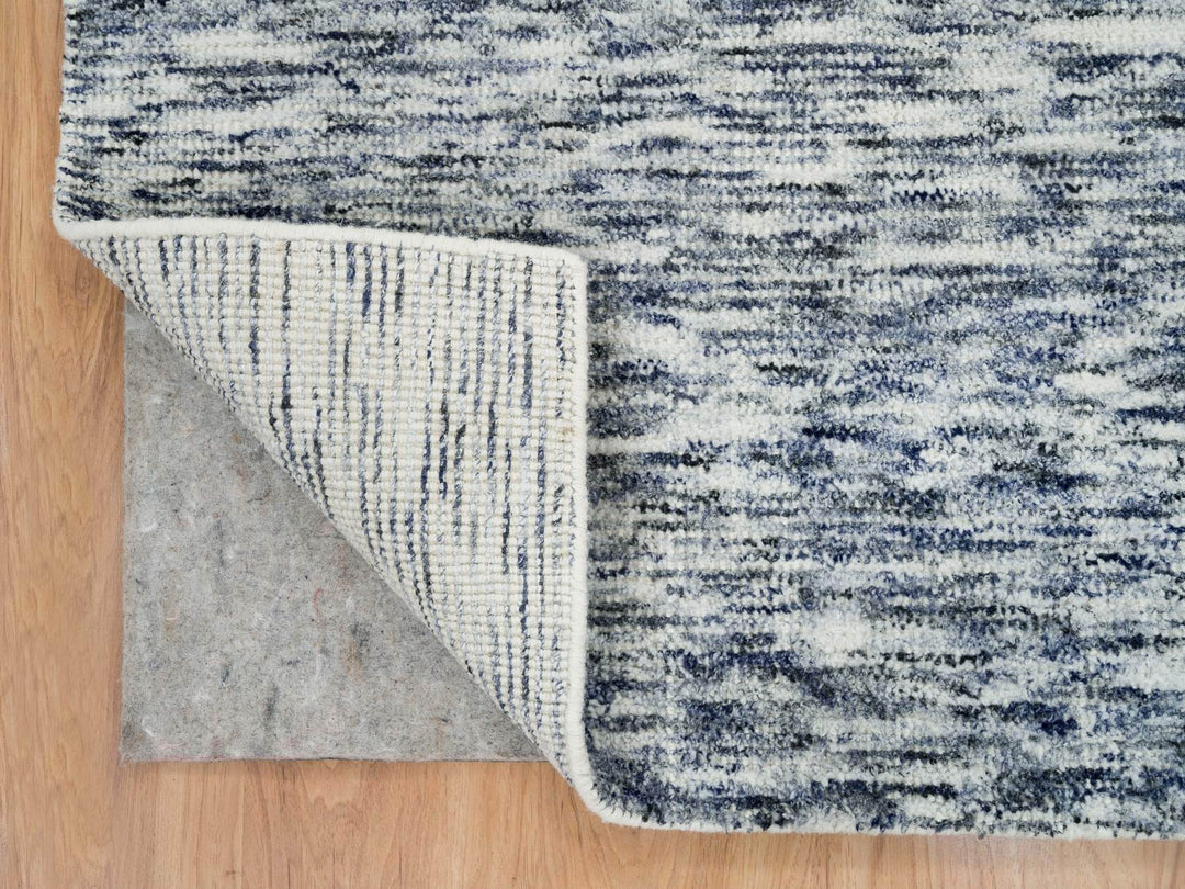 6'1" x 9'1" New Hand Loomed Blue Wool Rectangle Oriental Rug - MOA10265250