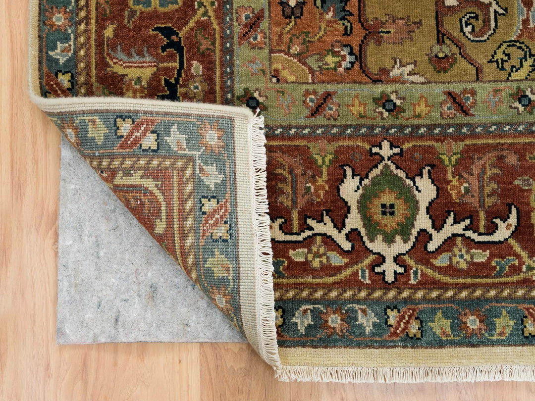 7'9" x 9'9" New Hand Knotted Ivory Wool Rectangle Oriental Rug - MOA10265263