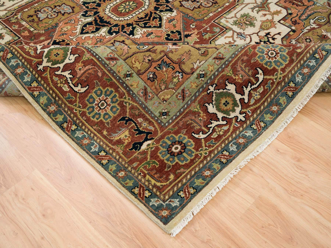 7'9" x 9'9" New Hand Knotted Ivory Wool Rectangle Oriental Rug - MOA10265263