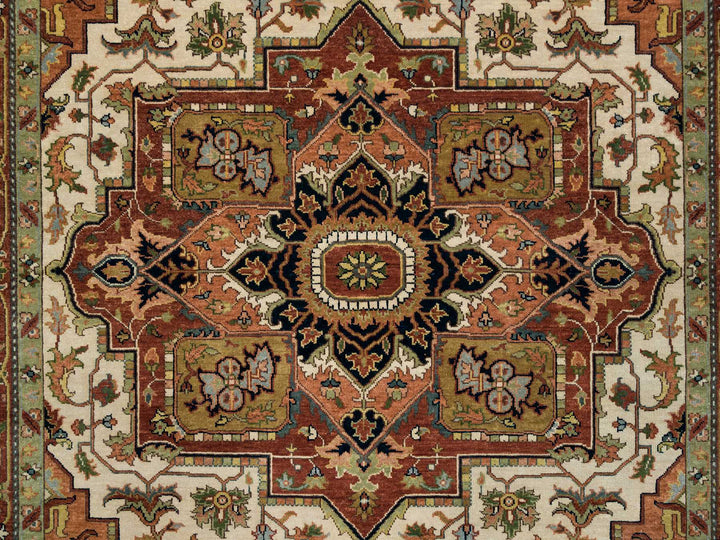7'9" x 9'9" New Hand Knotted Ivory Wool Rectangle Oriental Rug - MOA10265263