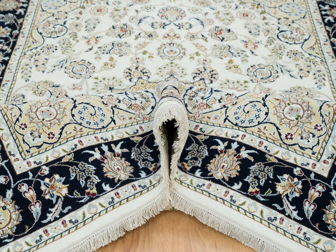 5'10" x 9'1" New Hand Knotted Ivory Wool Rectangle Oriental Rug - MOA10265288