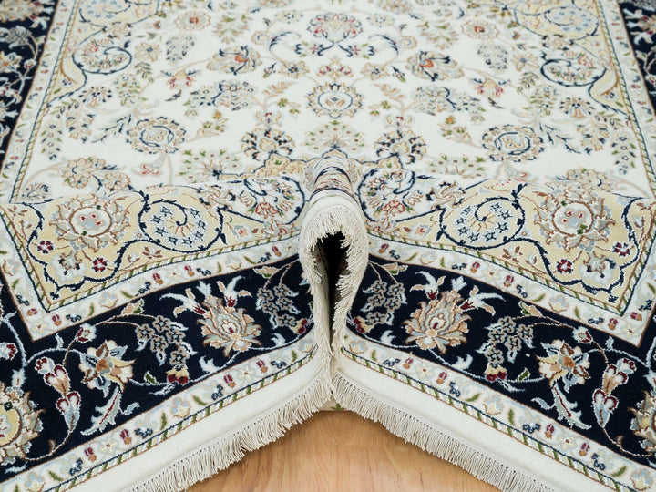 5'10" x 9'1" New Hand Knotted Ivory Wool Rectangle Oriental Rug - MOA10265288