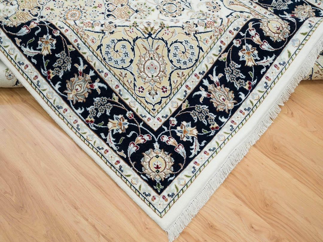 5'10" x 9'1" New Hand Knotted Ivory Wool Rectangle Oriental Rug - MOA10265288