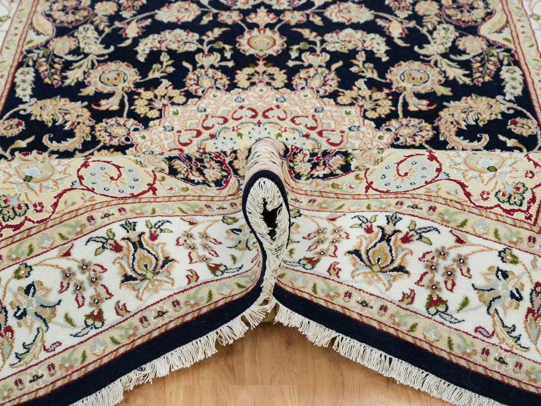 6'0" x 9'0" New Hand Knotted Blue Wool Rectangle Oriental Rug - MOA10265301
