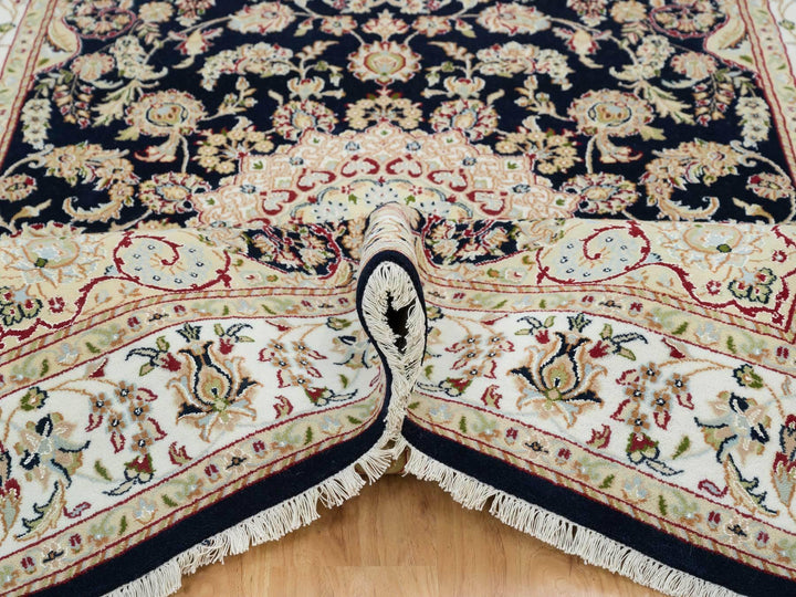6'0" x 9'0" New Hand Knotted Blue Wool Rectangle Oriental Rug - MOA10265301