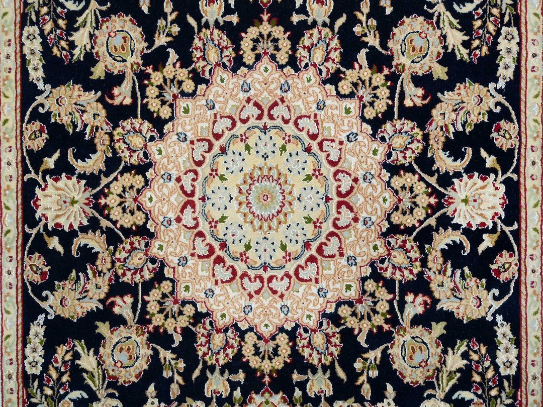 6'0" x 9'0" New Hand Knotted Blue Wool Rectangle Oriental Rug - MOA10265301