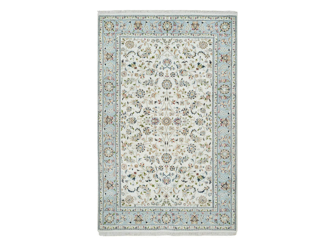 5'0" x 8'0" New Hand Knotted Ivory Wool Rectangle Oriental Rug - MOA10265302