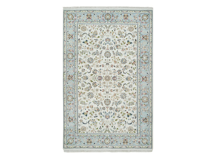5'0" x 8'0" New Hand Knotted Ivory Wool Rectangle Oriental Rug - MOA10265302