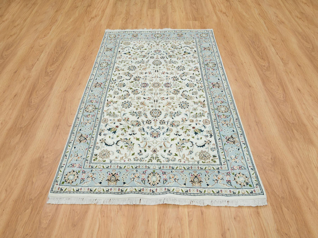 5'0" x 8'0" New Hand Knotted Ivory Wool Rectangle Oriental Rug - MOA10265302