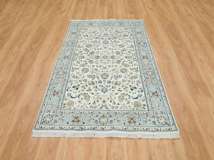 5'0" x 8'0" New Hand Knotted Ivory Wool Rectangle Oriental Rug - MOA10265302