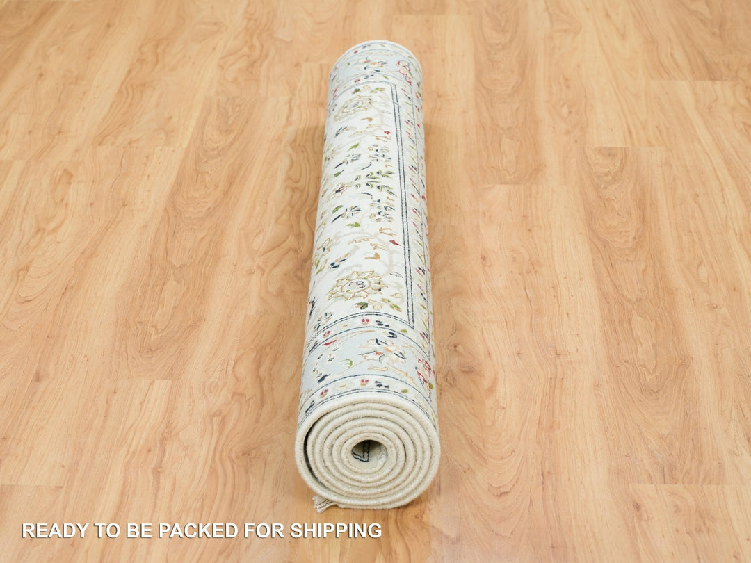 5'0" x 8'0" New Hand Knotted Ivory Wool Rectangle Oriental Rug - MOA10265302