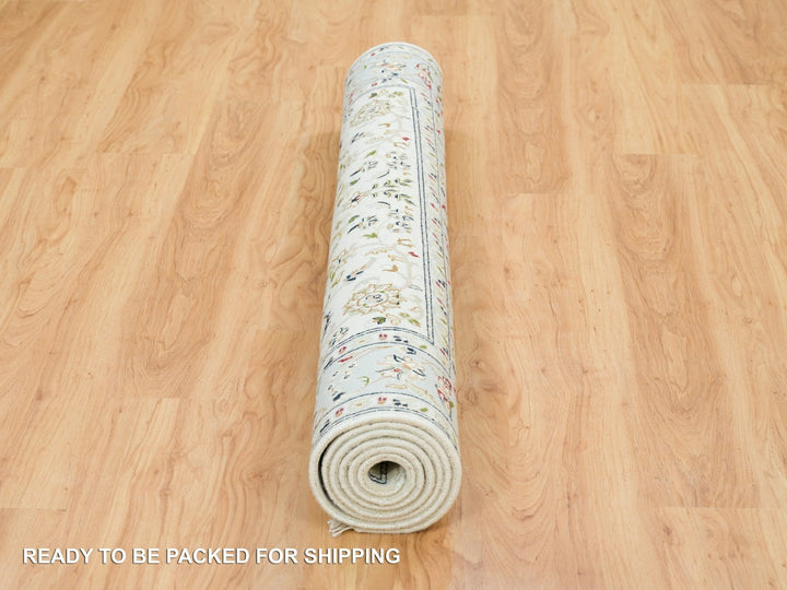 5'0" x 8'0" New Hand Knotted Ivory Wool Rectangle Oriental Rug - MOA10265302