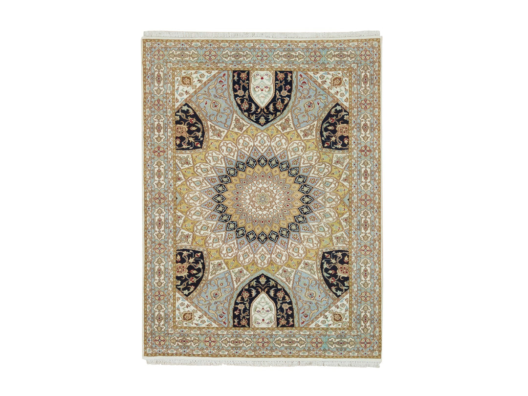 4'0" x 6'1" New Hand Knotted Ivory Wool Rectangle Oriental Rug - MOA10265308