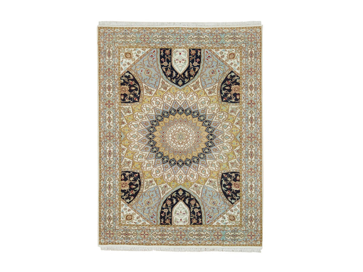4'0" x 6'1" New Hand Knotted Ivory Wool Rectangle Oriental Rug - MOA10265308