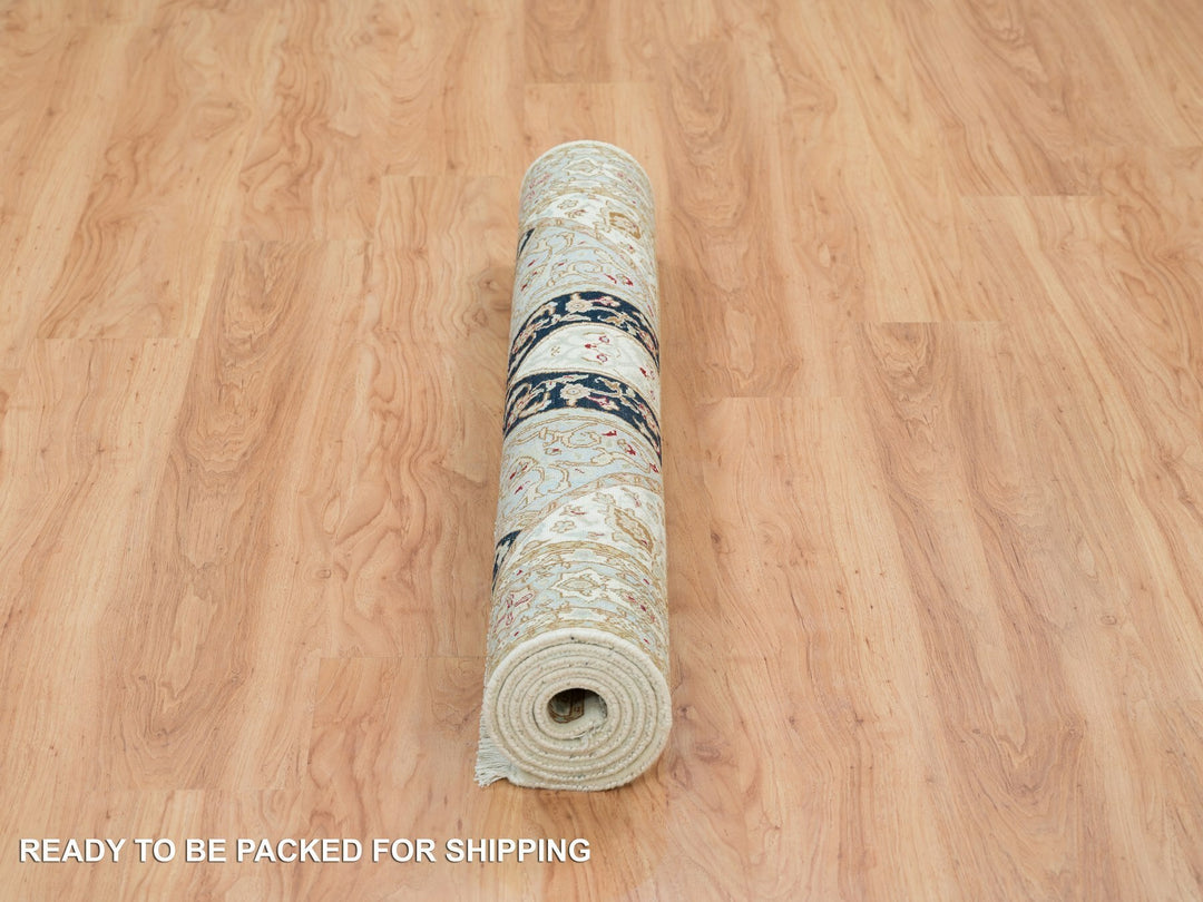 4'0" x 6'1" New Hand Knotted Ivory Wool Rectangle Oriental Rug - MOA10265308