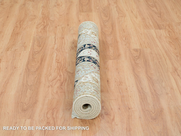 4'0" x 6'1" New Hand Knotted Ivory Wool Rectangle Oriental Rug - MOA10265308