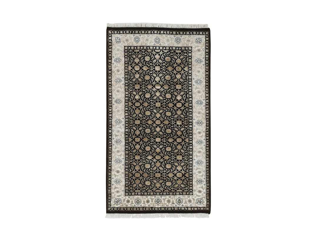 2'5" x 4'7" New Hand Knotted Black Wool Rectangle Oriental Rug - MOA10265310
