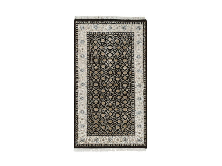 2'5" x 4'7" New Hand Knotted Black Wool Rectangle Oriental Rug - MOA10265310