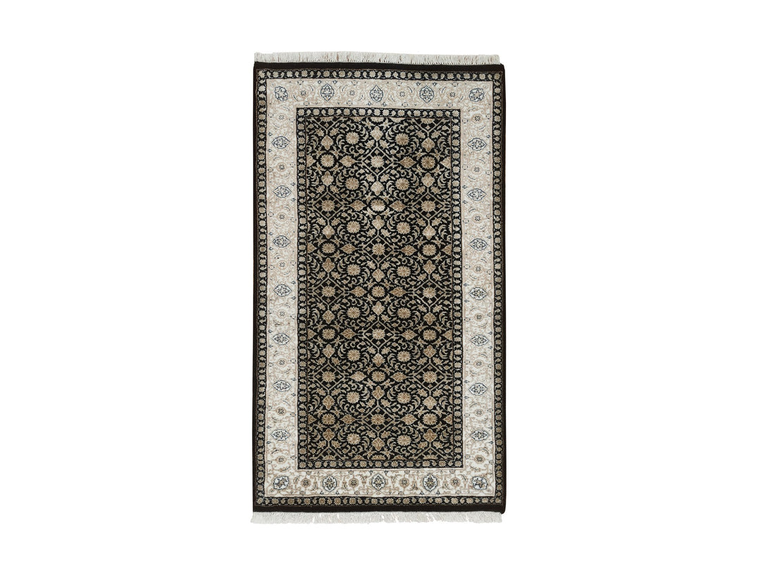 2'4" x 4'7" New Hand Knotted Black Wool Rectangle Oriental Rug - MOA10265311