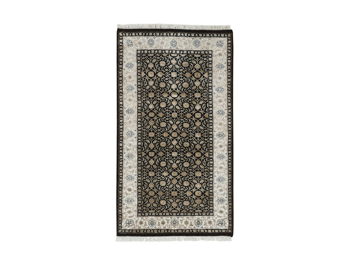 2'4" x 4'7" New Hand Knotted Black Wool Rectangle Oriental Rug - MOA10265311