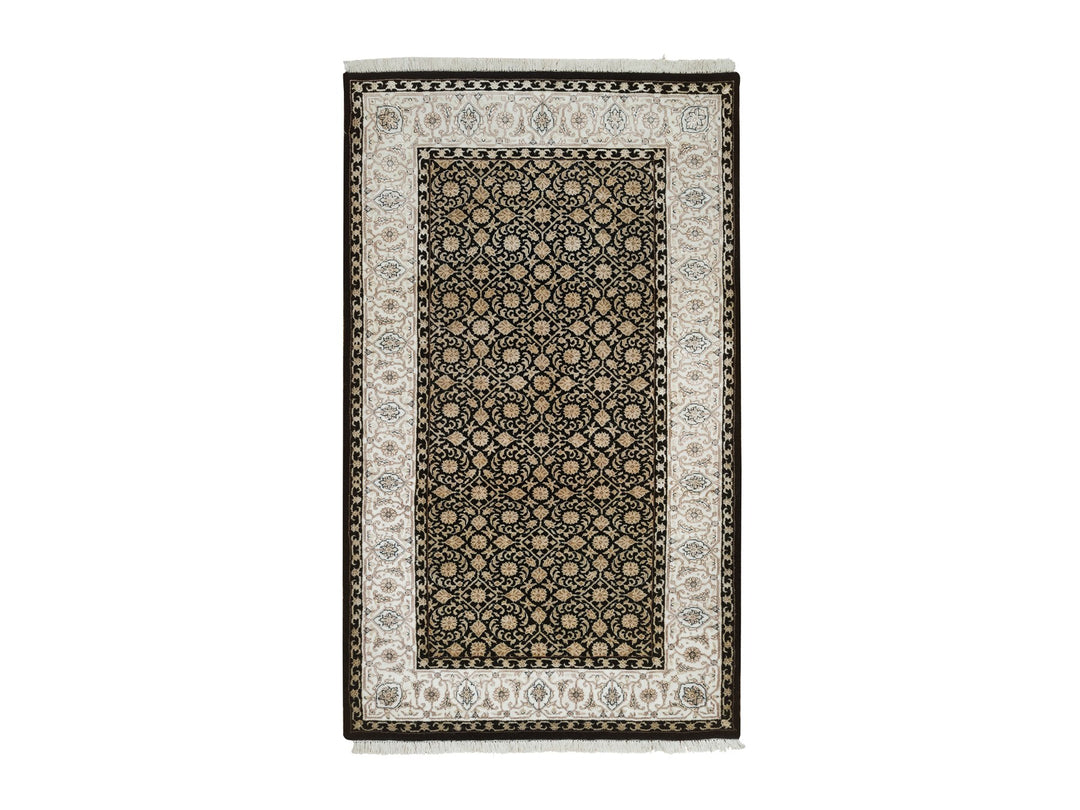 3'1" x 5'5" New Hand Knotted Black Wool Rectangle Oriental Rug - MOA10265312