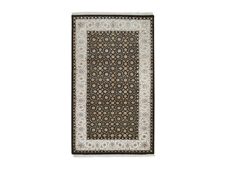 3'1" x 5'5" New Hand Knotted Black Wool Rectangle Oriental Rug - MOA10265312