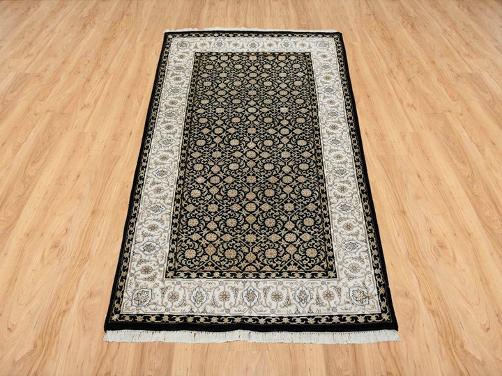 3'1" x 5'5" New Hand Knotted Black Wool Rectangle Oriental Rug - MOA10265312