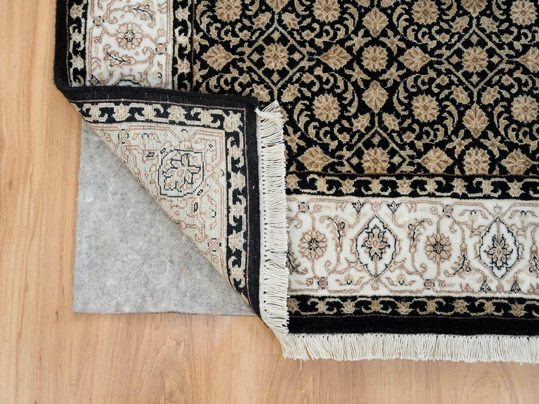 3'1" x 5'5" New Hand Knotted Black Wool Rectangle Oriental Rug - MOA10265312