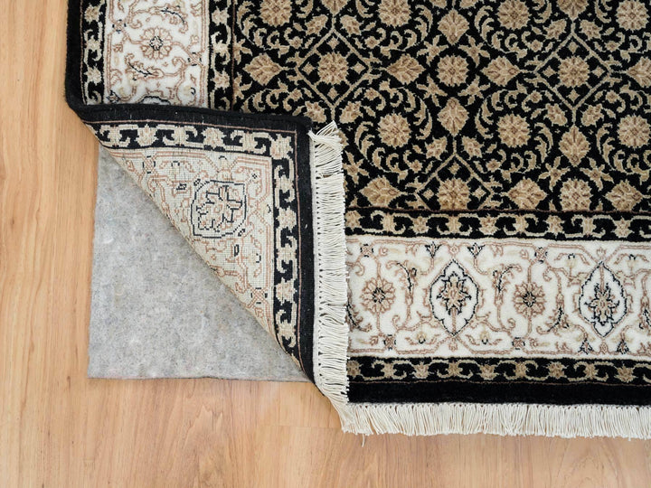 3'1" x 5'5" New Hand Knotted Black Wool Rectangle Oriental Rug - MOA10265312