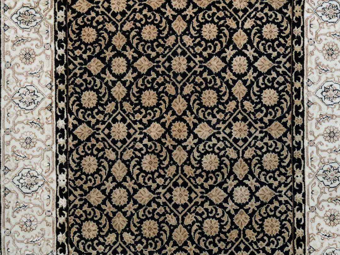 3'1" x 5'5" New Hand Knotted Black Wool Rectangle Oriental Rug - MOA10265312