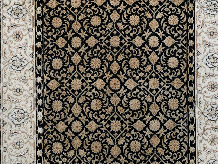 3'1" x 5'5" New Hand Knotted Black Wool Rectangle Oriental Rug - MOA10265312