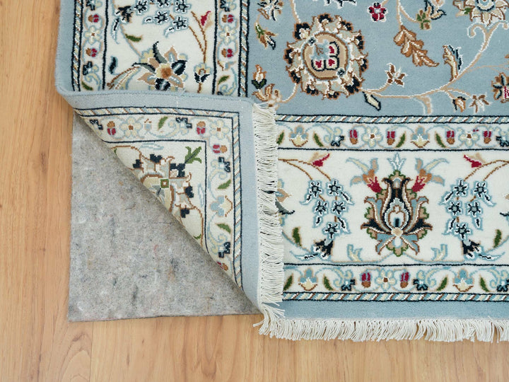 6'0" x 9'2" New Hand Knotted Blue Wool Rectangle Oriental Rug - MOA10265321